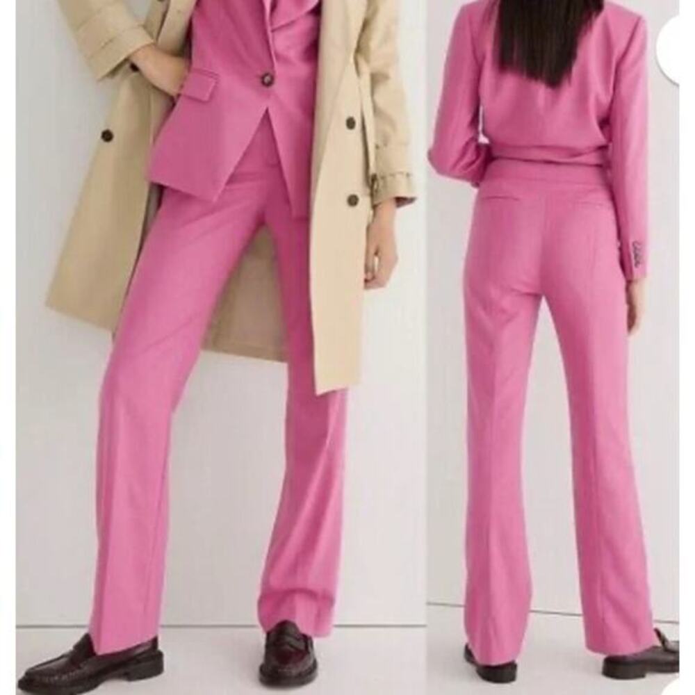 J.Crew Willa Full Length Wool‎ Trousers in Pink Size 16